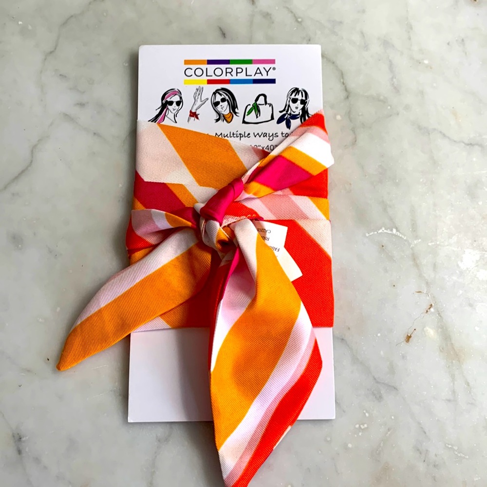 🧡 Pink,orange white diamond scarf Accessory